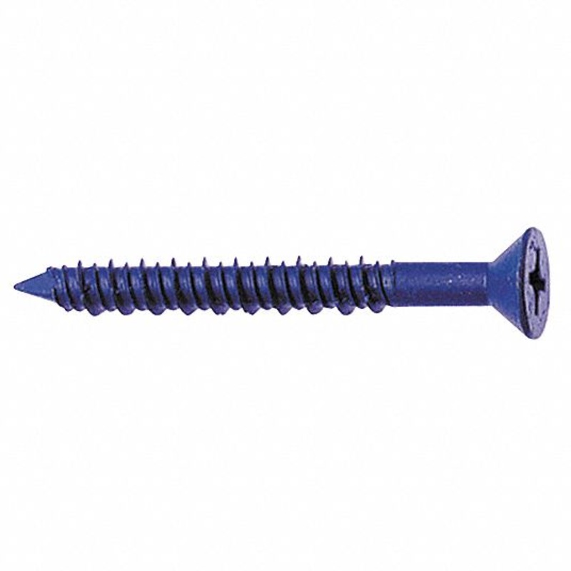3/16 x 1-1/4 Aerosmith Blue-Coated Concrete Screws / Phillips Flat / Steel / 1000 Hour Coating