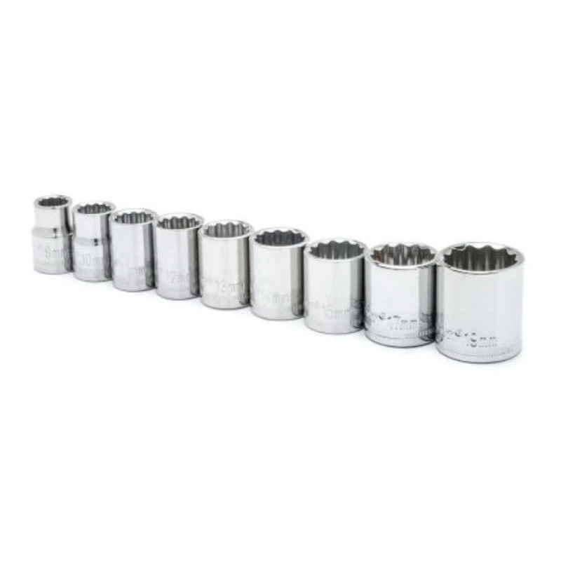 CRESCENT CSAS5N Socket Set, 3/8 in Drive, System of Measurement: Metric, 12 -Point, 9 -Piece