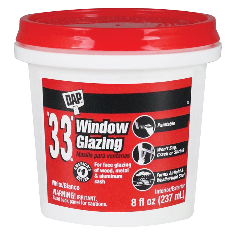 DAP 33 12120 Window Glazing, Paste, White, Slight, Oil Base, 8 fl-oz