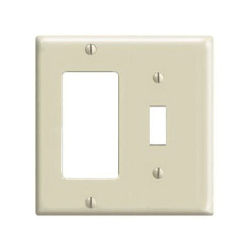 Decora 80405-I Combination Wallplate, 4-1/2 in L, 4.56 in W, Rectangular, 2 -Gang, Thermoset, Ivory, Surface Mounting