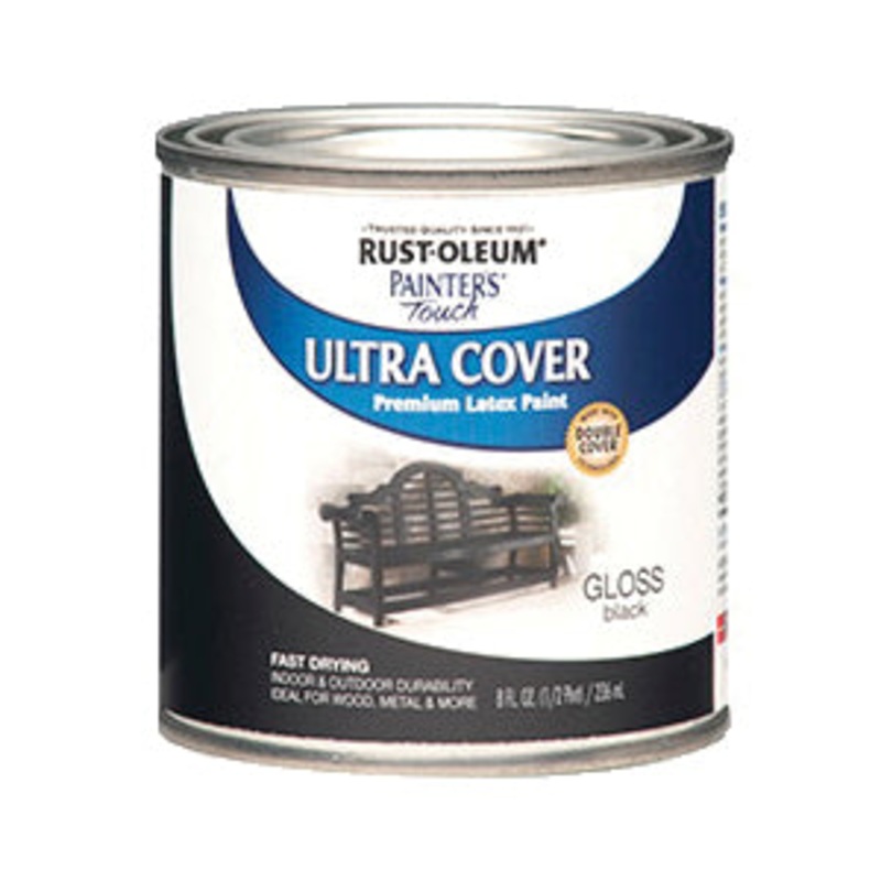 PAINTER'S Touch 2X ULTRA COVER 1979730 Enamel Paint, Water Base, Black, Gloss, 40 to 90 sq-ft Coverage Area, 0.5 pt