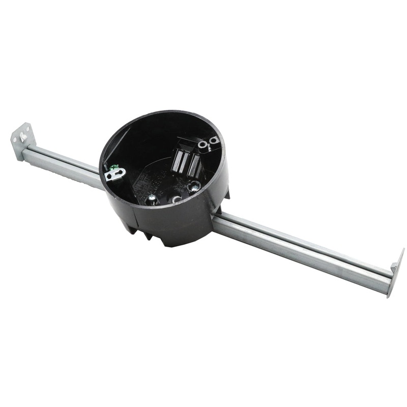 CANTEX EZ BOX EZ20CHGL Ceiling Box with Long Hanger Bar, Wire Clamps and Ground Lug, 4 in L, 4 in W, 2.3 in D