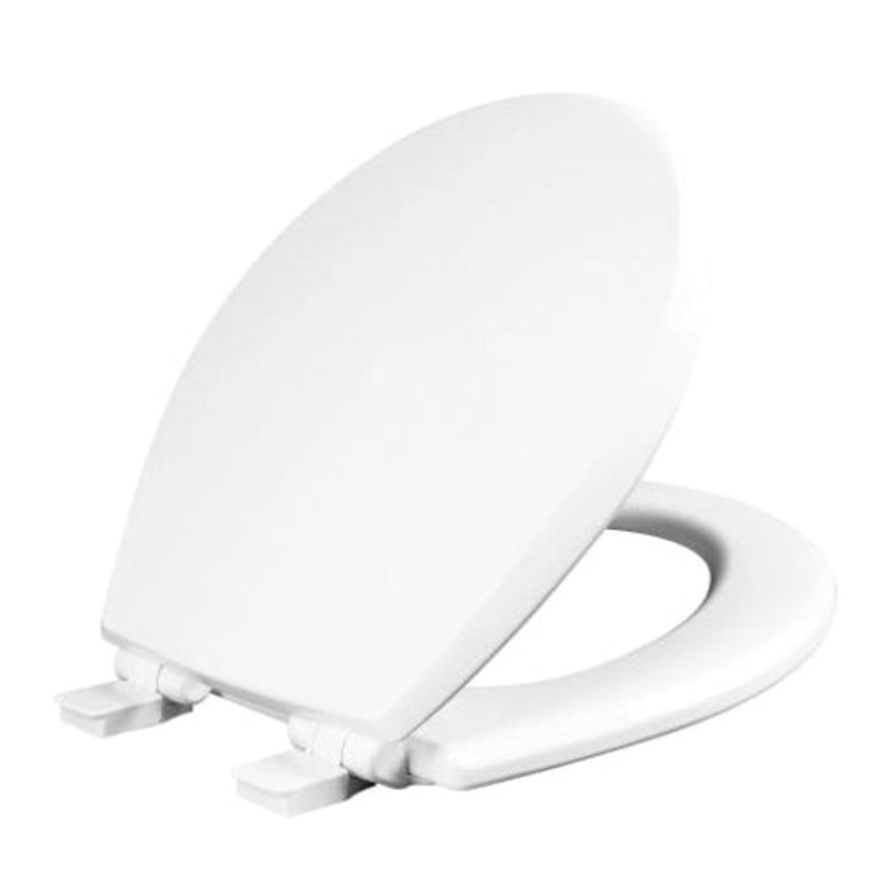 mayfair Kendall 47SLOW 000 Closed Front Toilet Seat With Cover, Yes, Round, Wood, White, Enameled