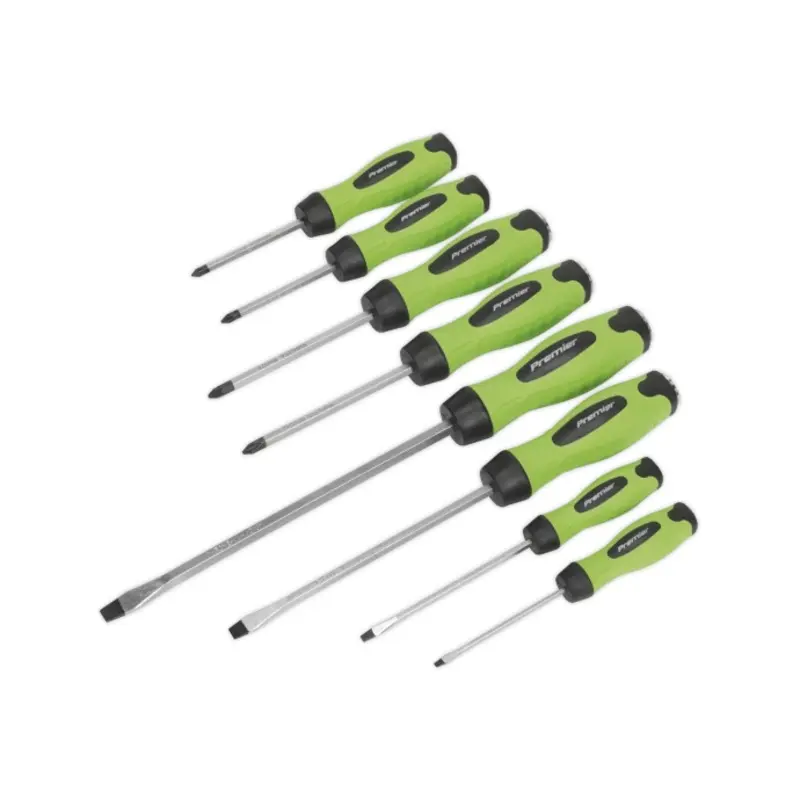 Sealey Screwdriver Set 8pc Hammer-Thru Hi-Vis Green