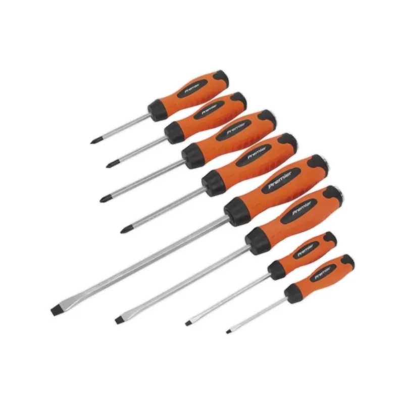 Sealey Screwdriver Set 8pc Hammer-Thru Hi-Vis Orange