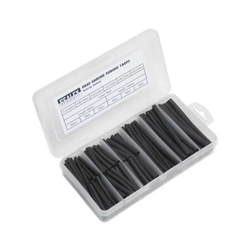 Sealey Heat Shrink Tubing Assortment 180pc 50 & 100mm Black