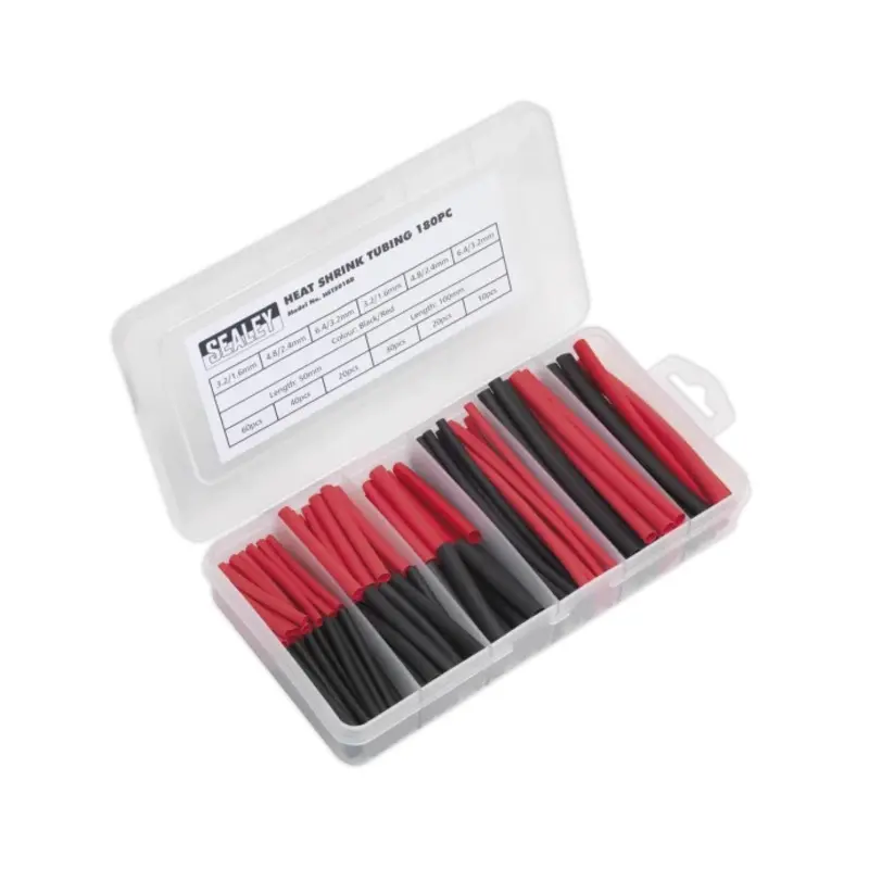 Sealey Heat Shrink Tubing Assortment 180pc 50 & 100mm Black & Red