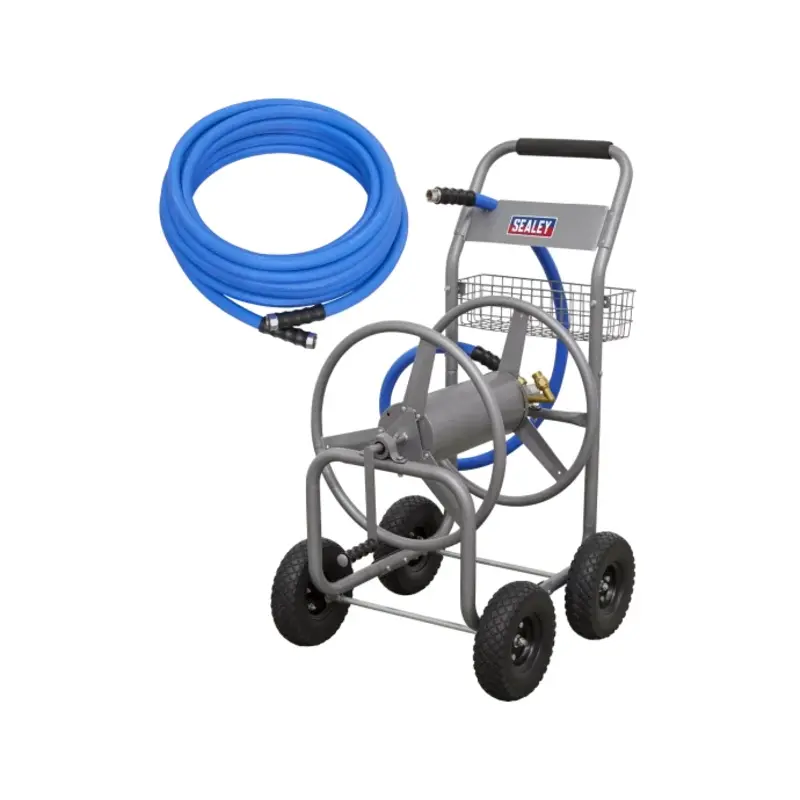 Sealey Heavy-Duty Hose Reel Cart with 15m Heavy-Duty 19mm Hot & Cold Rubber Water Hose