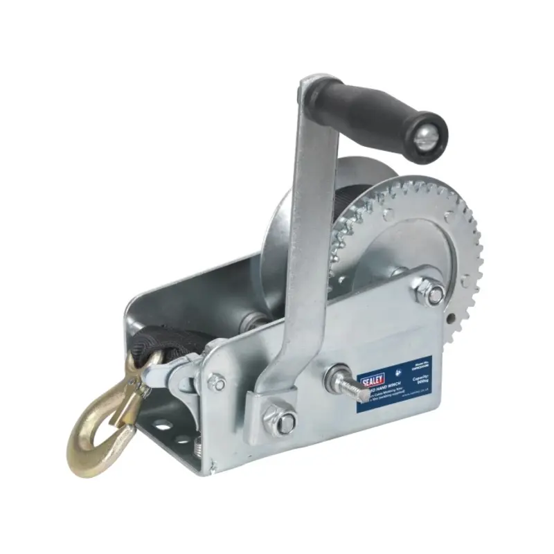 Sealey Geared Hand Winch 900kg Capacity with Webbing Strap