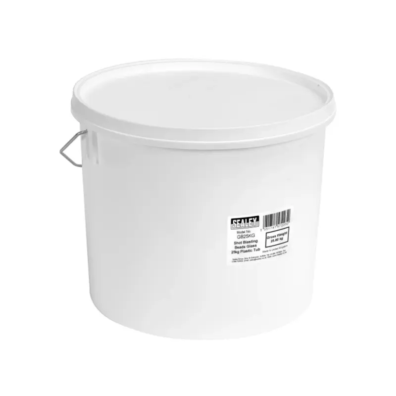 Sealey Shot Blasting Beads Glass 25kg Plastic Tub