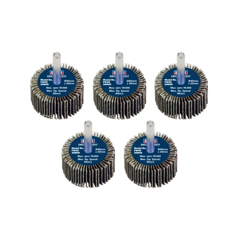 Sealey Abrasive Flap Wheel 40 x 20mm 80Grit 6mm Shaft - Pack of 5
