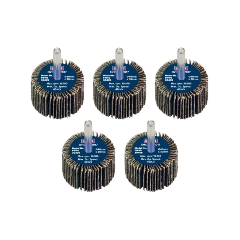 Sealey Abrasive Flap Wheel 40 x 30mm 40Grit 6mm Shaft - Pack of 5