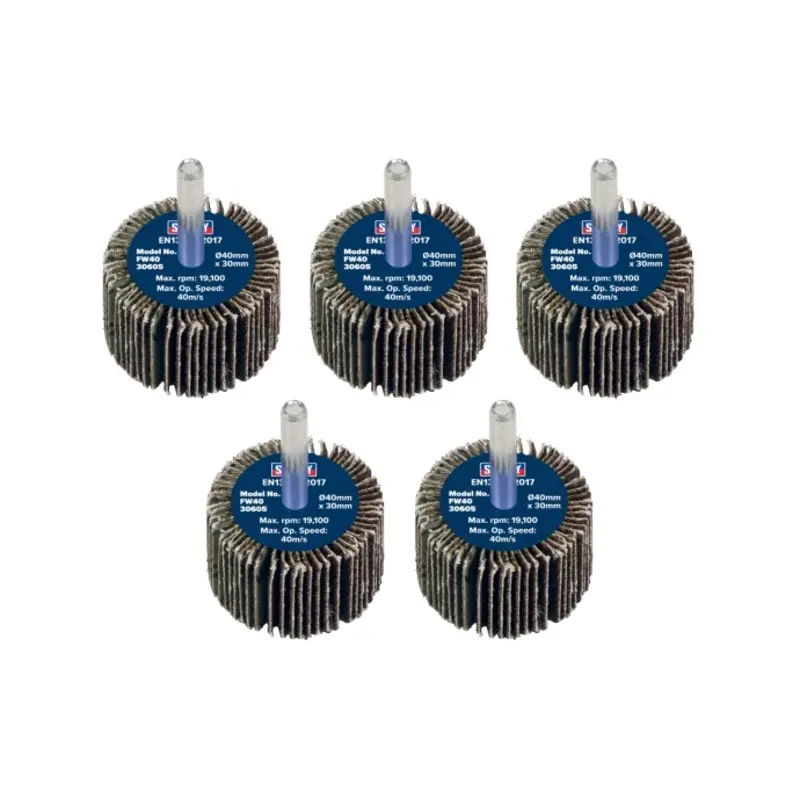 Sealey Abrasive Flap Wheel 40 x 30mm 60Grit 6mm Shaft - Pack of 5