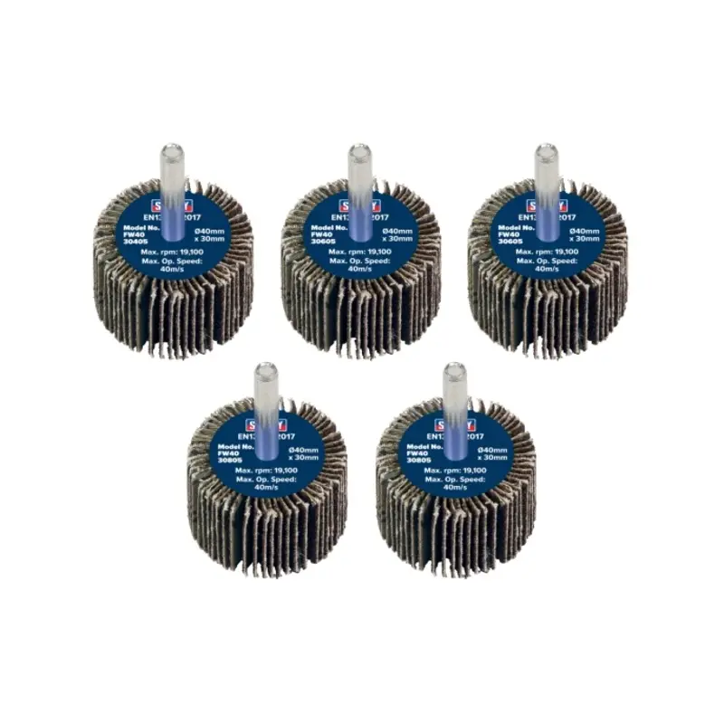 Sealey Abrasive Flap Wheel 40 x 30mm 6mm Shaft Assorted Grit - Pack of 5
