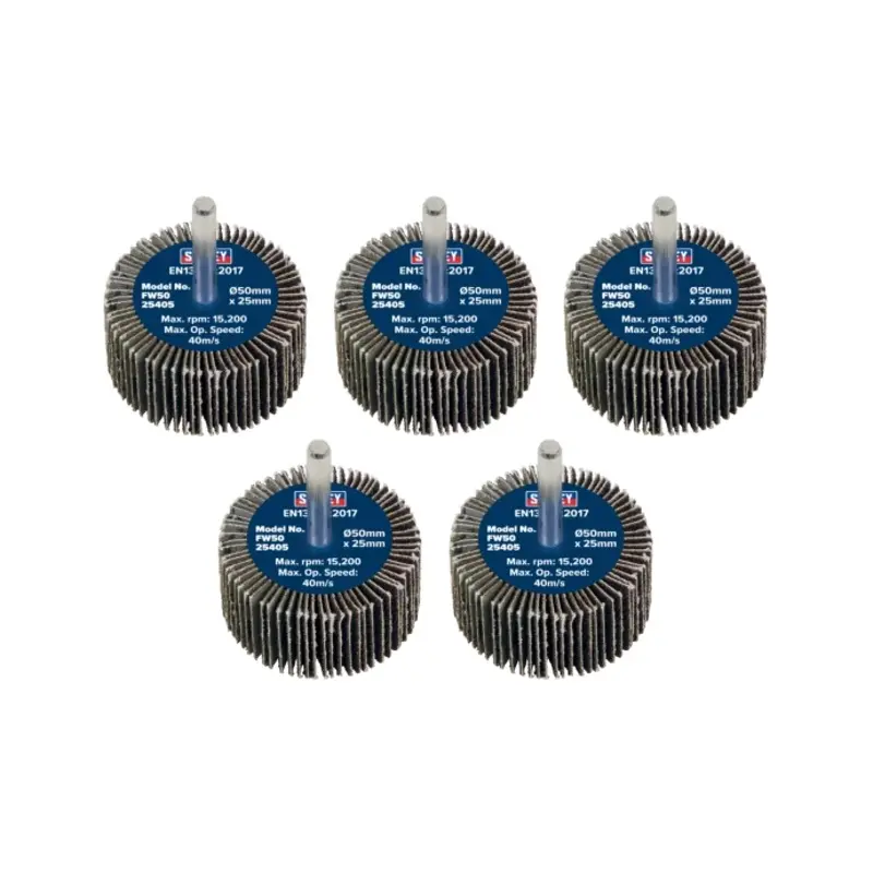 Sealey Abrasive Flap Wheel 50 x 25mm 40Grit 6mm Shaft - Pack of 5
