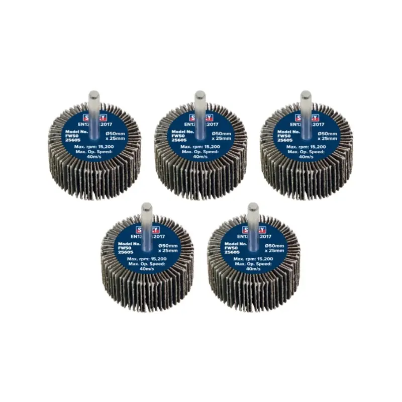 Sealey Abrasive Flap Wheel 50 x 25mm 60Grit 6mm Shaft - Pack of 5