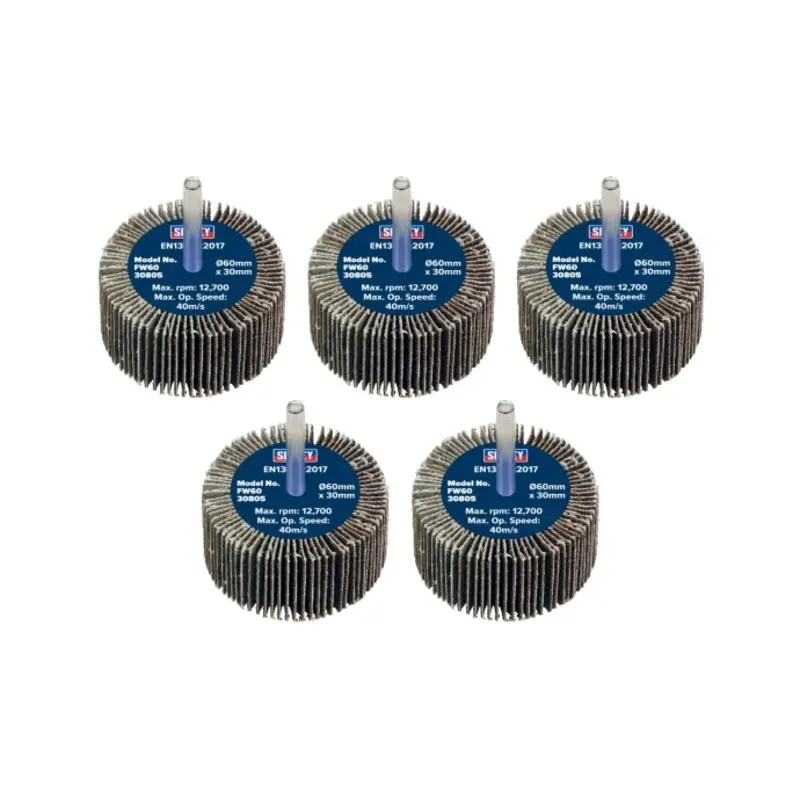 Sealey Abrasive Flap Wheel 60 x 30mm 80Grit 6mm Shaft - Pack of 5
