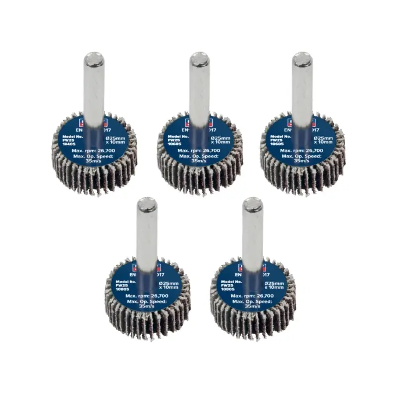 Sealey Abrasive Flap Wheel 25 x 10mm 6mm Shaft Assorted Grit - Pack of 5