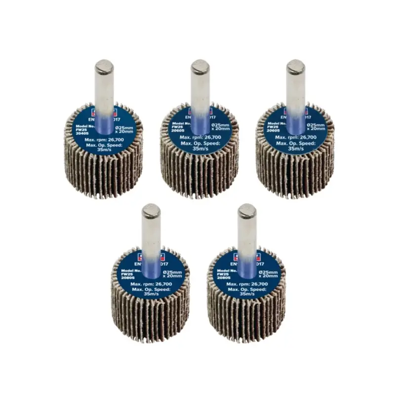 Sealey Abrasive Flap Wheel 25 x 20mm 6mm Shaft Assorted Grit - Pack of 5