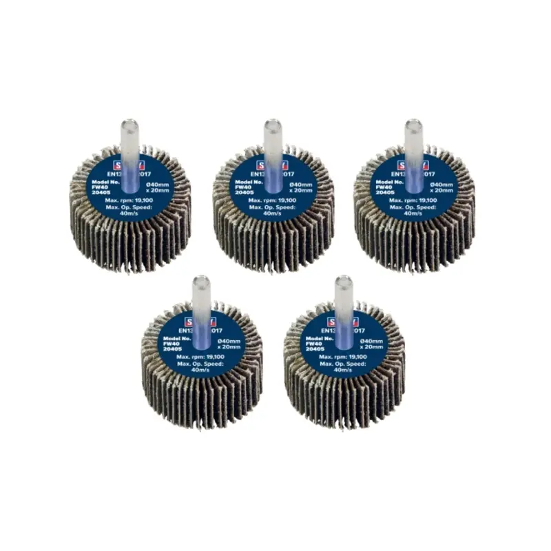 Sealey Abrasive Flap Wheel 40 x 20mm 40Grit 6mm Shaft - Pack of 5