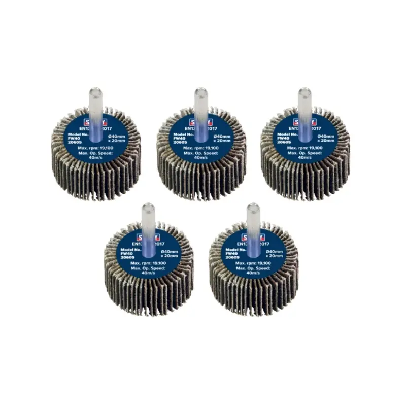 Sealey Abrasive Flap Wheel 40 x 20mm 60Grit 6mm Shaft - Pack of 5