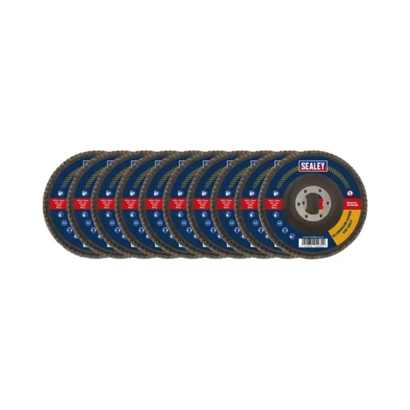 Sealey 120Grit Flap Discs Aluminium Oxide 115mm 22mm Bore - Pack of 10