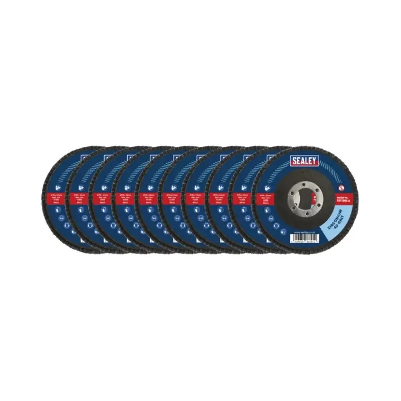 Sealey 40Grit Flap Discs Zirconium 115mm 22mm Bore - Pack of 10