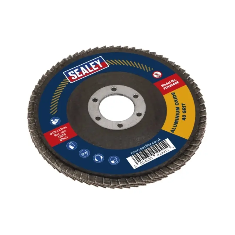 Sealey Flap Disc Aluminium Oxide 125mm 22mm Bore 40Grit