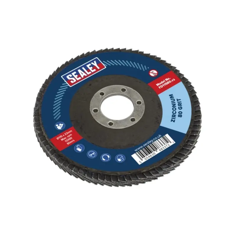 Sealey Flap Disc Zirconium 115mm 22mm Bore 80Grit