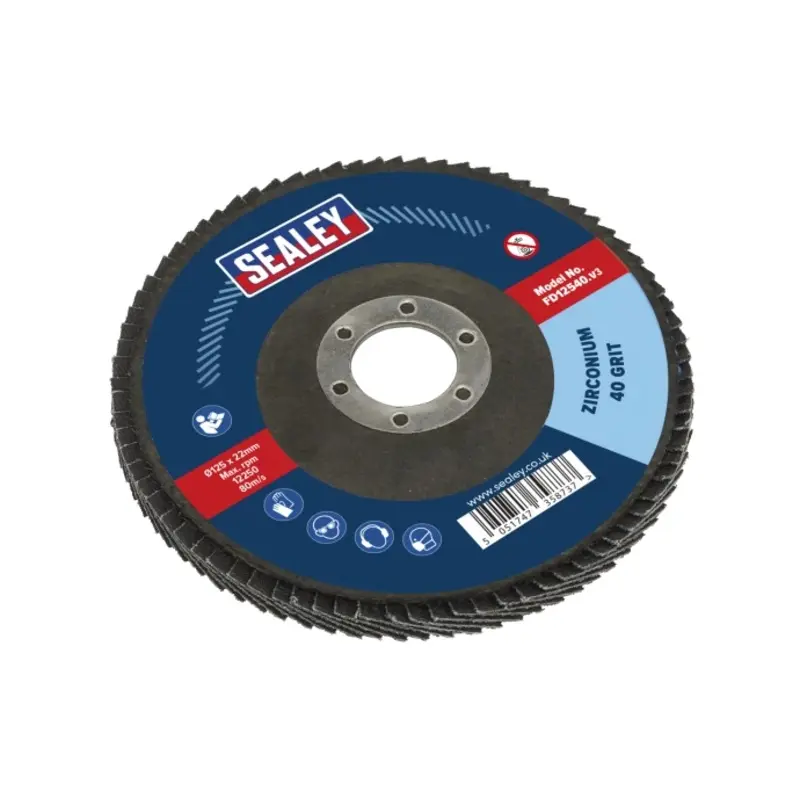 Sealey Flap Disc Zirconium 125mm 22mm Bore 40Grit
