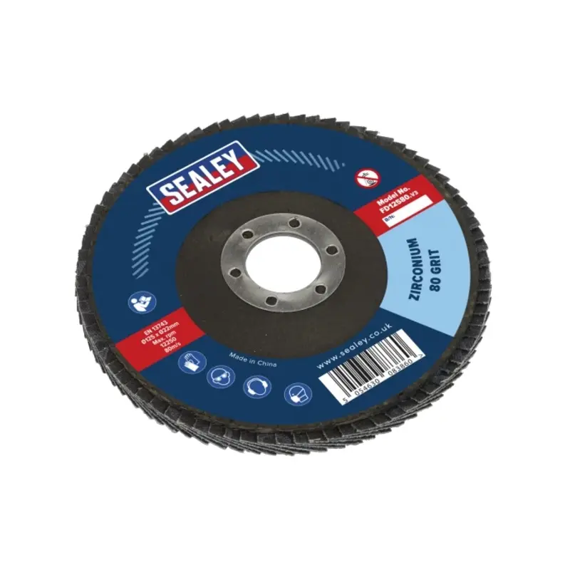 Sealey Flap Disc Zirconium 125mm 22mm Bore 80Grit