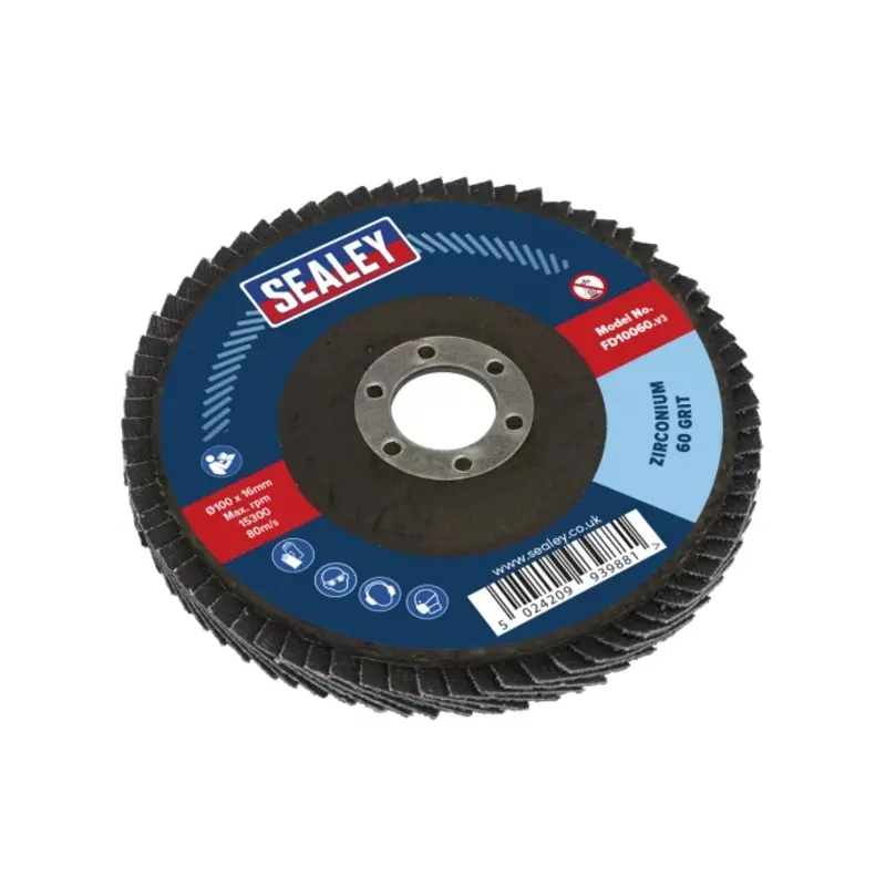 Sealey Flap Disc Zirconium 100mm 16mm Bore 60Grit