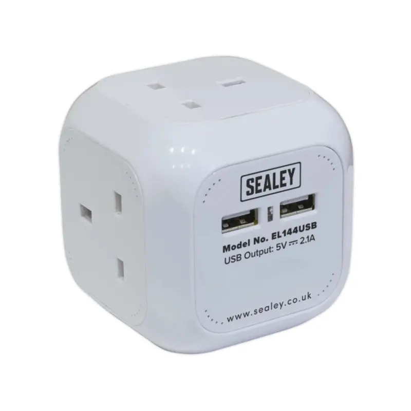 Sealey Extension Cable Cube 1.4m 4 x 230V & 2 x USB Sockets - White