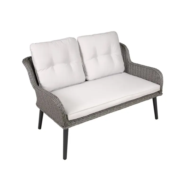 Sealey Dellonda Buxton Rattan Wicker Outdoor Lounge 2-Seater Sofa with Cushion, Grey