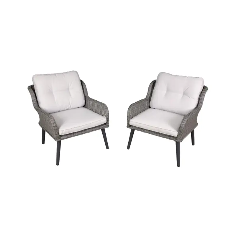 Sealey Dellonda Buxton Rattan Wicker Outdoor Lounge Chairs with Cushion, Grey