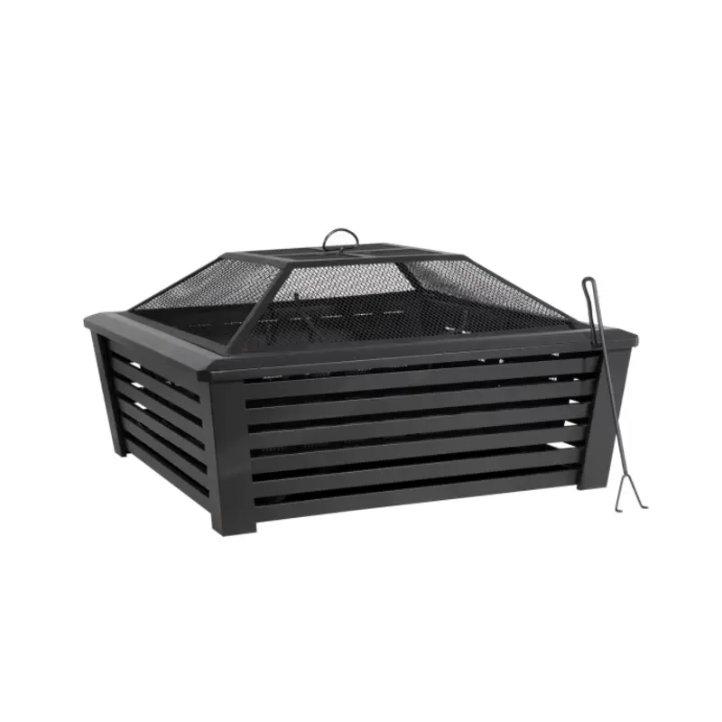 Sealey Dellonda 35" Square Outdoor Fire Pit, Black