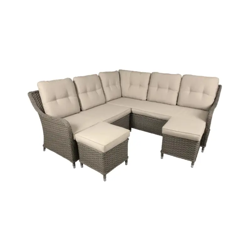 Sealey Dellonda Chester Rattan Wicker Outdoor 5 Seat Corner Sofa Set, Brown