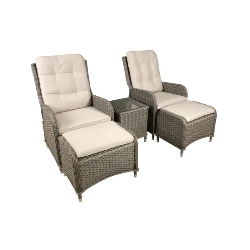 Sealey Dellonda Chester Rattan Wicker Outdoor Recliner Seat & Coffee Table Set, Brown