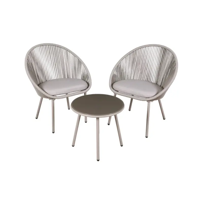 Sealey Dellonda Como 3-Piece Steel Bistro Set with Tempered Glass Top - DG55