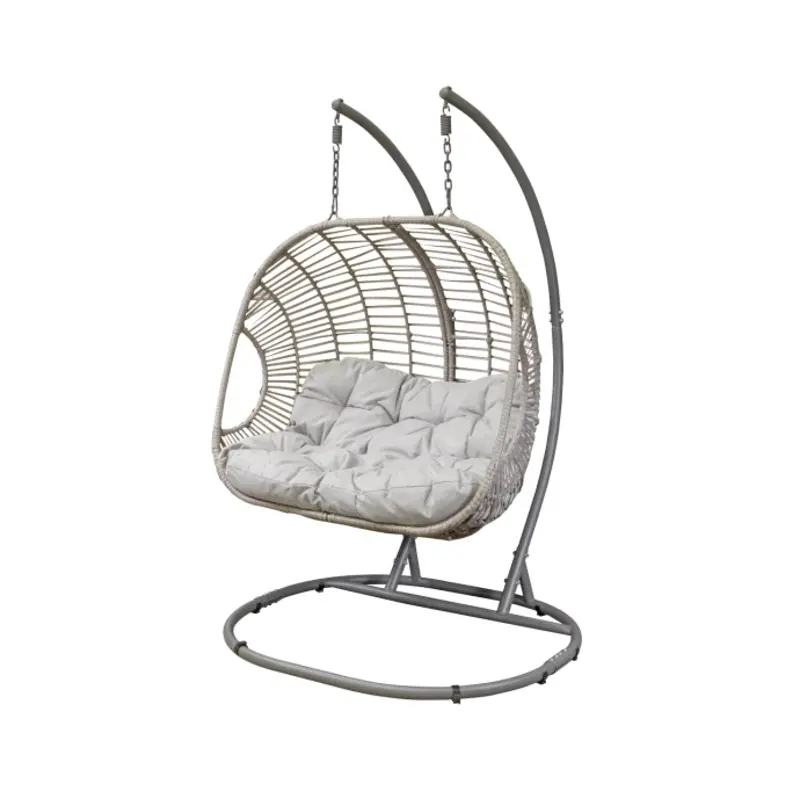 Sealey Dellonda Egg Hanging Swing Chair, Wicker Rattan Basket, Steel Frame, Double