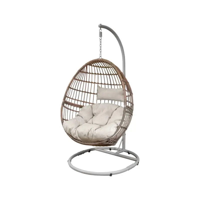 Sealey Dellonda Egg Hanging Swing Chair, Wicker Rattan Basket, Steel Frame, Single