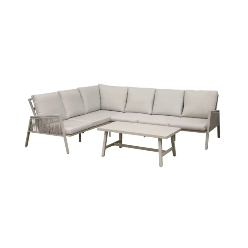 Sealey Dellonda Fusion 4-Piece Outdoor Garden Corner Sofa & Coffee Table Set, Aluminium