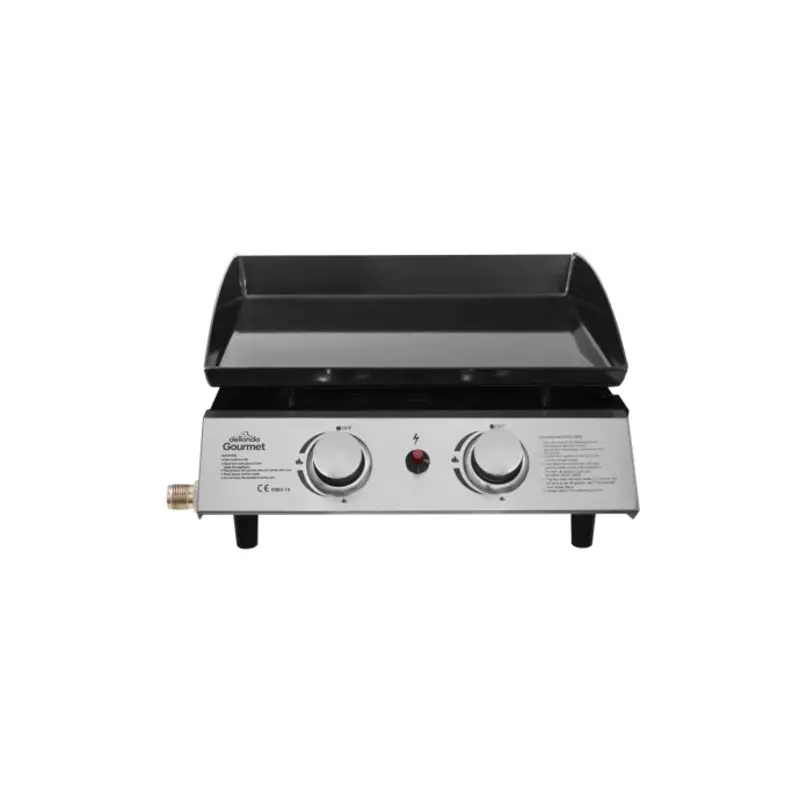 Sealey Dellonda 2 Burner Portable Gas Plancha 5kW BBQ Griddle, Stainless Steel - DG21