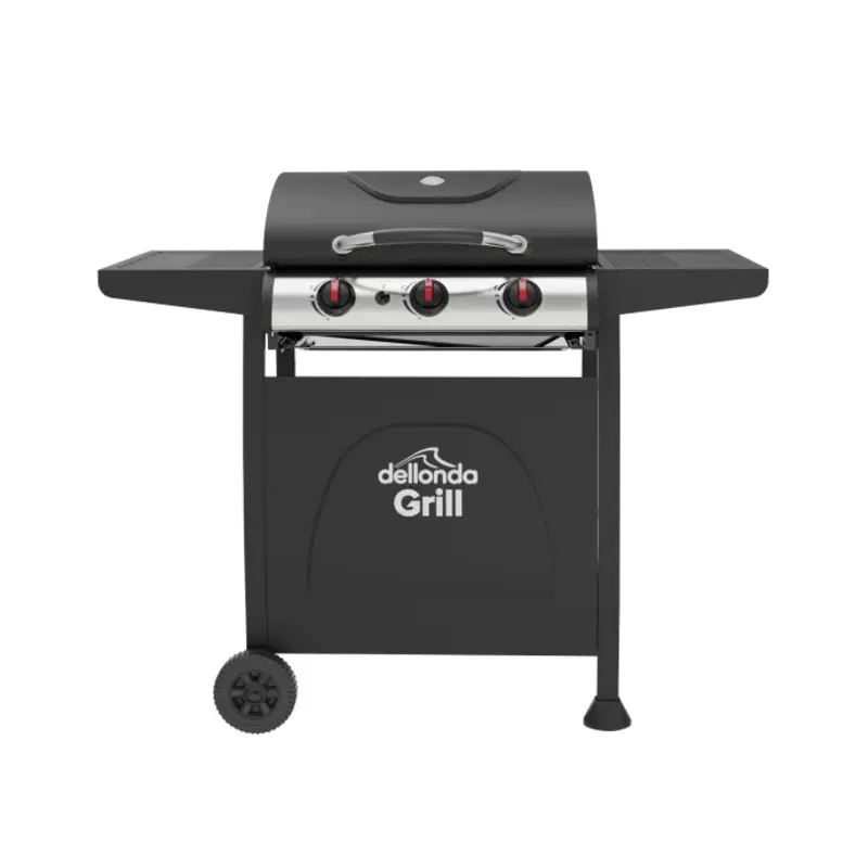 Sealey Dellonda 3 Burner Gas BBQ Grill, Ignition, Thermometer, Black/Stainless Steel