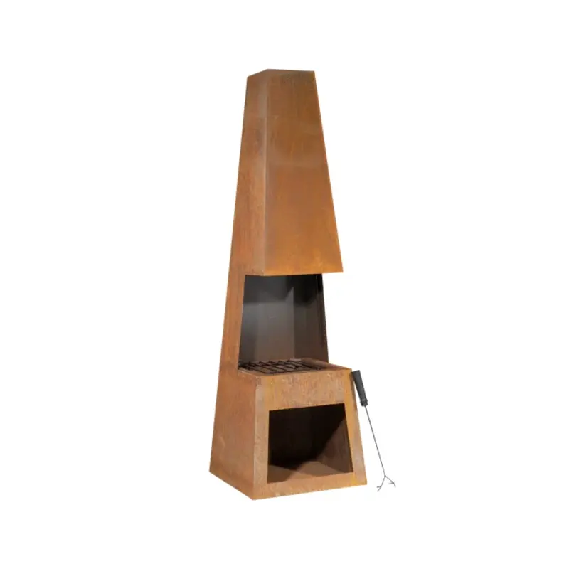 Sealey Dellonda Outdoor Chiminea Fireplace Heater Firewood Storage - Corten Steel