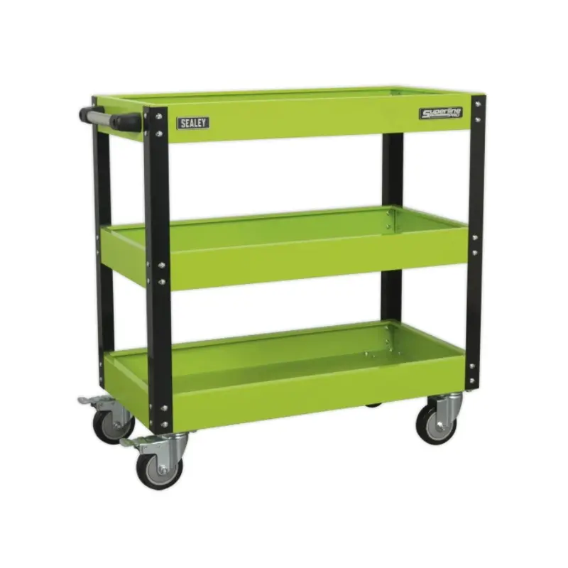 Sealey Workshop Trolley 3-Level Heavy-Duty - Hi-Vis Green