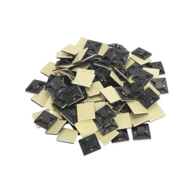 Sealey Self-Adhesive Cable Tie Mount 30 x 30mm Black Pack of 100