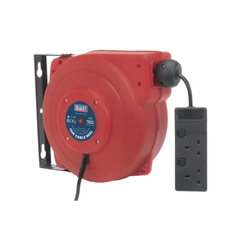 Sealey Cable Reel System Retractable 15m 2 x 230V Socket