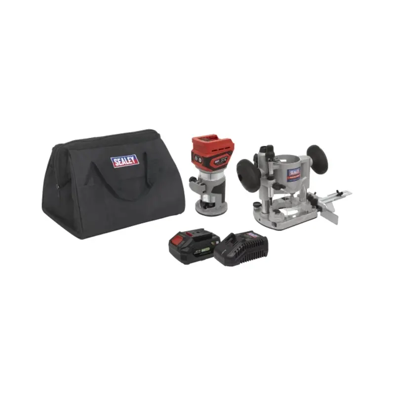Sealey 20V SV20 Series Cordless Trimming Router Kit 4Ah - 1 Battery