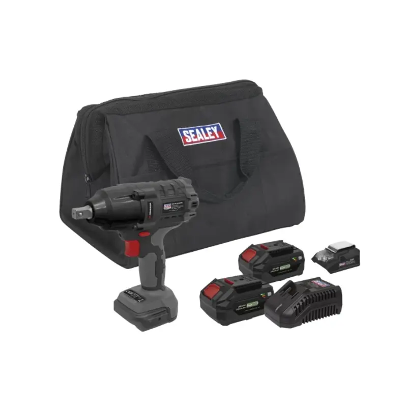 Sealey Brushless Impact Wrench Kit 1/2"Sq Drive 20V 4Ah SV20 Series - 2 Batteries